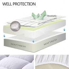 Full Size Mattress Pad Pillow Top Mattress Cover Quilted Fitted Mattress Protector Cotton 8-21" Deep Pocket Cooling Topper (54x75 Inches, White)