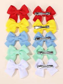 bilicaca 10Pcs/Set New Cute Ribbon Bowknot Hair Clips For Kids Handmade Baby Girls Hair Accessories - Multicolor - View 3