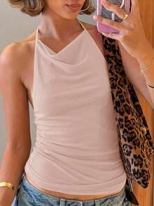 Budhaul 可爱上衣 女士返校街头服饰机场夏季女士粉色上衣 - 淺粉色 - 查看 3