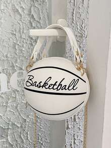 Bolso de hombro de mujer, bolso de novedad, bolso con cadena con forma de baloncesto - Beis - Ver 6