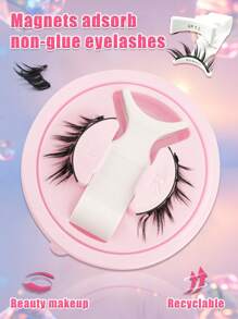 1 Pair Natural Cartoon Magnetic Eyelashes With Magnetic Clips, Reusable, No Glue, Soft And Durable, Portable, Enhances Eyes, Suitable For Women, Parties And Gatherings