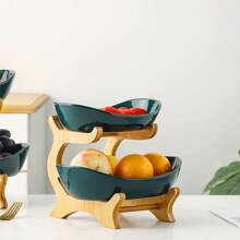 Coupe à fruits multicouche en bambou et bois, plateau de service moderne et créatif pour desserts et collations, décoration élégante pour le comptoir de cuisine à la maison