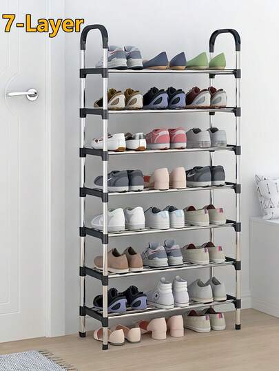 1-częściowy, 7-warstwowy metalowy stojak na buty, regał magazynowy, półka do przechowywania, stojak do przechowywania, łatwy w montażu, przenośny, prosty i modny, odpowiedni do drzwi wejściowych, sypialni, salonu, biura, gabinetu, prezentu na festiwal, dziecięcego prezentu, materiałowego stojaka na buty, przytulnych wymagań domowych