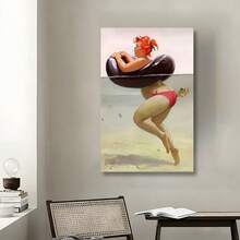 Framed Canvas  1pc Vintage Funny Posters Fat Girl Hilda By Duane Bryers Room Posters Perfect Wall Decoration Waterproof Printed Poster Festival Gift Suitable For Bedroom Living Room Office Hallway Dormitory Decoration For Home, Office, Living Room, Cafe, Dorm, Christmas, Thanksgiving, New Year, Valentine'S Day  Kitchen, Coffee Corner, Bedroom, Bathroom, Classroom, Fall, Spring, Indoor, Outdoor Decor - Framed - View 3