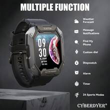 KELEEL 男士智能手表 5ATM 防水户外战术智能手表坚固耐用 1.7 英寸高清大屏幕健身追踪器睡眠监测器适用于 iOS 和 Android