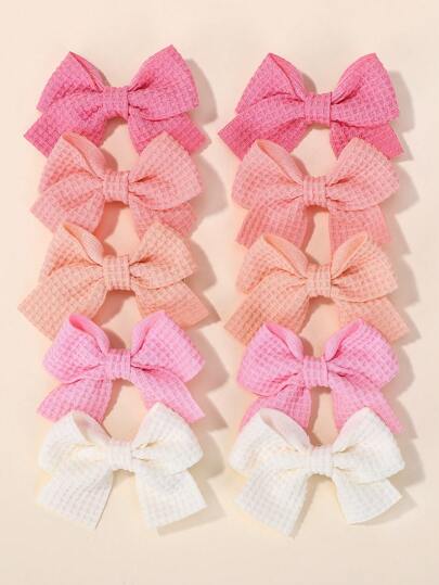 bilicaca Set de 10 pinzas para el cabello con lazos y moños adorables para niñas, accesorios de cabello hechos a mano para bebés