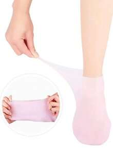 2pcs Silicone Moisturizing Hand Mask And Foot Mask, Moisturizing Gloves And Socks, Exfoliating And Moisturizing - Pink - View 6