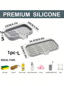 1pc Silicone Drain Rack,Kitchen Sink Splash Guard - Silicone Faucet Handle Drip Filter Tray, Dishwashing Soap Dispenser, And Sponge Holder Pad Behind The Faucet, Kitchen Small Tool Sink Accessories Suitable For Kitchen Countertops And Bathrooms