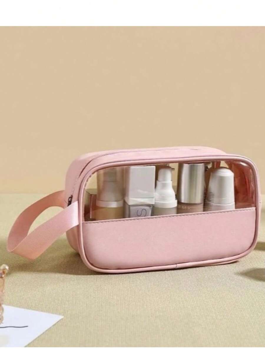 Asaloog Luxury Leather Makeup Bag Double Layer Women Portable (S) Ref: C-11891 - 淺粉色 - 查看 1