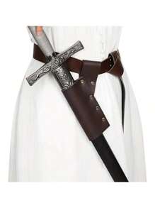 Set de 2 accesorios de Renacimiento, Funda de espada y cinturón de PU medieval vintage para disfraz, fiesta, festival y Halloween