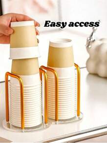 1pc Acrylic Disposable Paper Cup Holder, Light Luxury And Elegant Coffee Cup Storage Rack, Suitable For Kitchen Restaurant, Home, Cafe, Office And Hotel Use, Ideal For Neatly Storing Paper Cups
