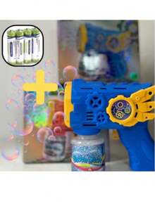 Automatic Bubble Blower Machine, Colorful, Kids Toy, Blue Red, 50ML - Blue+Battery - View 2