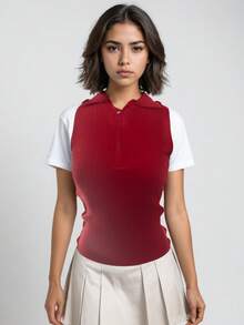 Sueter Jersey de punto con cremallera color rojo COCKTAIL COLLECTION - Rojo - Ver 2