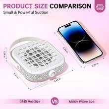CHRISTINE SHELLY Nail Dust Collector, Mini Type-C Diamond Vacuum Fan Dust Collector For Beginner With 30PCS Cotton, Powerful Dust Suction Machine Manicure Pedicure Tool For Acrylic Nail Polishing,Home - kim cương trắng - Xem 3