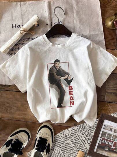 Rowan Atkinson Mr. Bean ミスター・ビーン メンズ レディース Tシャツ 夏服 スポーツ Tシャツ ブラック 半袖 Tシャ