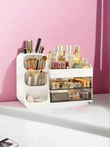 2-Drawer Makeup Organizer, Large Capacity Countertop Organizer For Vanity, Bathroom, Bedroom Desk, Storage For Skincare, Brushes, Eyeshadow, Lotions, Lipstick, Nail Polish,For Holiday Beach, Bathroom Collection, Bedroom Collection, Large Capacity