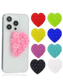 1pc Heart-Shaped Silicone Suction Cup Phone Holder, Non-Slip Durable Slouchy Phone Stand, Suitable For Selfies And Recording - Multicolor - View 1