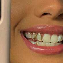 THATBOY 1PC/2PCS/4PCS/SET 18K Golden Plated Hollow Out Double Heart Grill, Everyday Wear Jewelry Teeth Grill, Dental - Multicolor - View 6