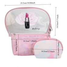 Set da 3 pezzi Pochette per cosmetici in PVC trasparente, set da regalo elegante per cosmetici