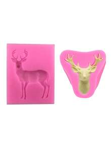 1pc Deer Shape Silicone Mold For DIY Candle, Resin Crafts, Plaster Decoration - Pink - View 1