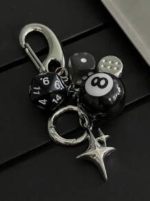 8pcs Dice Pendant Keychain, Handmade DIY Decoration Charms, Vintage Style Keyring, Suitable For Gifts, Bags, Keys, Car Ornaments