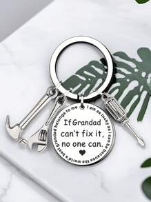 1pc Stainless Steel Keychain - "Nothing Grandpa Can't Fix", Thoughtful Gift