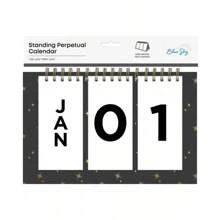 Blue Perpetual Easel Calendar 7x4.5 Starry Black Safety Wirebound