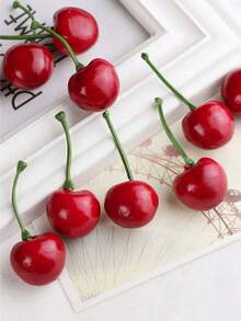 10pcs Artificial Cherry, Faux Cherries For Home Party, Desktop Decor, Birthday, Fruit Party Decoration, Scene Setting, Graduation Ceremony, Room Home Decor, Holiday Celebration, Theme Party, Photography Props Christmas Decorations Room Decor Christmas