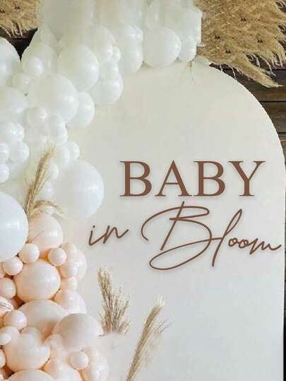 1pc Baby Shower Wall Arch Decoration Sticker, "Baby In Bloom" Gender Reveal Party Decorative Sign