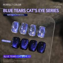 PERPECT COLOR Blauer Tränen Katzenauge Serie, 3 Farben 1 Stück/3g einzigartige blaue Farbe und magnetisches Pulver, verleiht einen träumerischen, romantischen Eindruck, verleiht der gesamten Nagelkunst einen einzigartigen Charme, Salon Zuhause Geschenk für Frauen