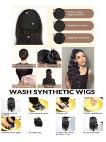 Synthetic Clip-On Hair Bun Elastic Band Straight Hair Black-Brown Chignon Extension Scrunchie Hairpiece For Women