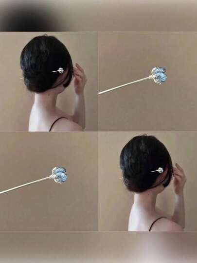 1件卡通撞色花朵发夹，星空几何渐变佩斯利条纹植物宫廷风闪亮莲花优雅波西米亚复古锌合金新款中国风古莲花发夹配饰，适合搭配汉服、旗袍，四季皆宜，母亲节礼物，发饰，美发工具，卷发配饰，秋季，美发工具，女士配饰，发用用品，秋季，头发，发饰，配饰，女士发饰，旅行，发饰，女士配饰，发饰，女士发饰，美发工具，发用用品，用品，美容配饰，礼物，旅行，女士礼物，发用用品，圣诞礼物