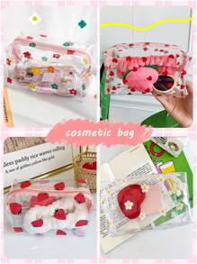 Set de 6/2/1 Bolsa de cosméticos de PVC con estampado de flores de colores, de gran capacidad, transparente y portátil con cremallera de plástico, bolsa de almacenamiento multifuncional para artículos de tocador, bolsa de cosméticos, bolsa de cuidado de la piel, necesidades para viajes, cruceros, dormitorios, regalo para damas de honor, regalo para madre, regalo de cumpleaños, regalo para amigos y maestros