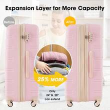 MERAX Hardshell Luggage Sets 2Pcs + Bag Spinner Suitcase With TSA Lock Lightweight 20" + 24", Light Pink - 20"+24"+ 包-淺粉紅色 - 查看 4
