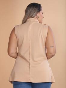Max Women's Plus Size Vest Laser Cut Neoprene Fabric - Nude - 查看 4