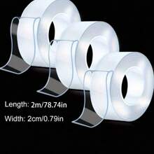 3/1 Piece Of Nano Adhesive Tape, Transparent Adhesive Tape, Transparent Adhesive Tape, Double-Sided Non-Permeable Adhesive, Reusable Strong Tape, Multi-Purpose Detachable And Washable Transparent Nano Tape, Suitable For Home/Office/Car Adhesive Items, Most Suitable For Home Decoration Tools, Non-Destructive Stickers, Wall Stickers Back To School