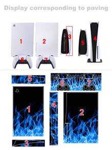 6pcs Blue Flame P5 Game Console Skin Stickers, Dustproof And Wear-Resistant