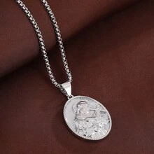 1pc Smooth Lady Mary Series Round Pendant Necklace For Women - Multicolor - View 20