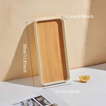 创意塑料茶杯碟盘套装北欧风格仿木纹托盘家用水果盘 - 彩色 - 查看 12