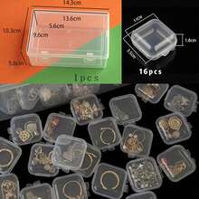 30/16/14/12pcs Mini Transparent Plastic Jewelry Storage Boxes Set, DIY Organizer Boxes For Earrings, Rings, Beads, Buttons, Crafts Accessories