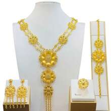 1 Piece Luxury Women's Jewelry Set - 5 Pcs Including Earrings, Necklace, Ring, Suitable For Bride, Wedding, Party, Events