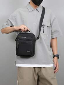 1pc拉链开合男士手提包新款时尚斜挎包小方包，可单肩、斜挎、手提，肩带调节扣，实用拉头，防水耐磨，容量充足，适合日常使用，情人节礼物 - 彩色 - 查看 4