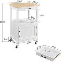 Rolling Kitchen Trolley Cart Small Kitchen Island On Wheels With Drawer And Storage Cabinet Sheing Unit For Bathroom Kitchen Office Garage White - White - View 5