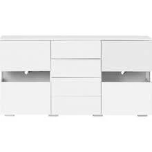 Matt & High Gloss White Sideboard Cabinet Storage Cupboard Unit 16 Colours Lighted For Dining Room Living Room - White - View 6
