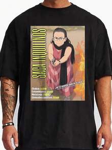 Playera Negra Para Hombre 100% Algodon Oversized Abuelita Carlota Saca Inquilinos - Negro - Ver 1