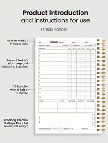 Daily Health & Wellness Journal - 1pc Fitness Planner For Women & Men - Workout Log Book, Exercise Workout Log, Bodybuilding Progress Tracker, Weight Loss Calendar, Office Supplies, Personal Planning Notebook - Black - View 5