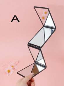 1 Stück 3-fach Vier-Seiten Spiegel, Multi-Winkel Einstellung zum Betrachten, tragbarer teleskopischer Rückwärts-Ganzkörperspiegel faltbar 3-fach Schminkspiegel, geeignet für Outdoor-Reisen tragbar, kleine Größe und bequeme Aufbewahrung, Schulanfang