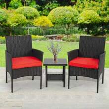 Outdoor Patio Furniture Sets 3 Pieces Patio Set Wicker Bistro Set Rattan Chair - Blue - View 9