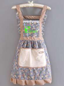 1 pièce Tablier à motif floral Ditsy personnalisé, tablier de cuisine en canevas Ditsy Flower, robe de travail adulte style ferme respirable et mignonne, convient pour l'été, la cuisine, la salle de bain, la maison, fournisseur de ménage