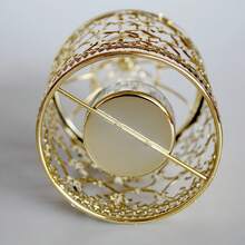 Gold Metal Electroplated Birdcage Shaped Candlestick Home Decor - Multicolor - View 5